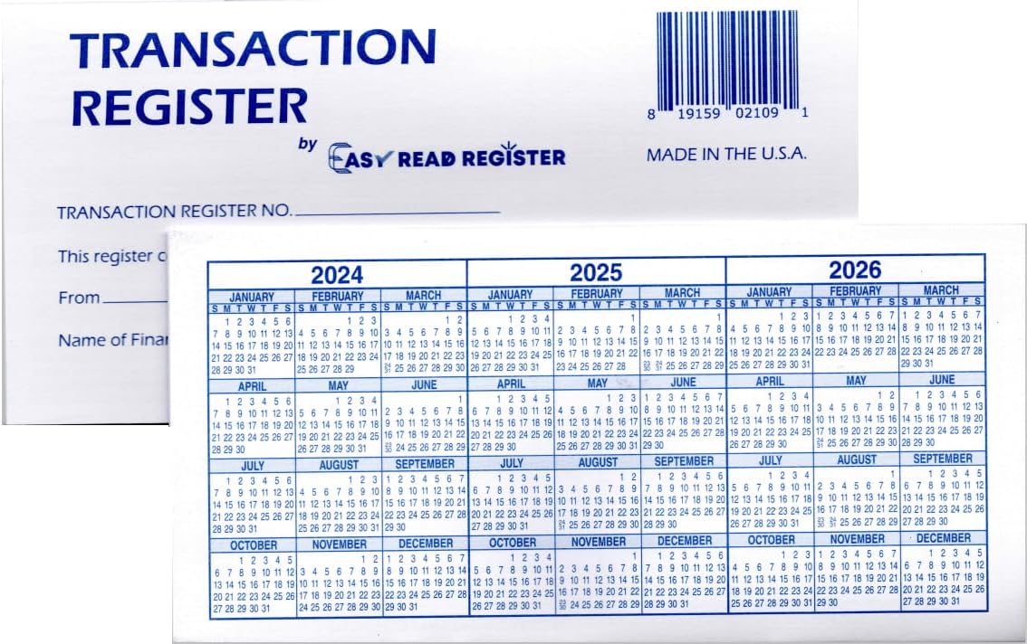 Checkbook Registers Ledger Transaction Log E676