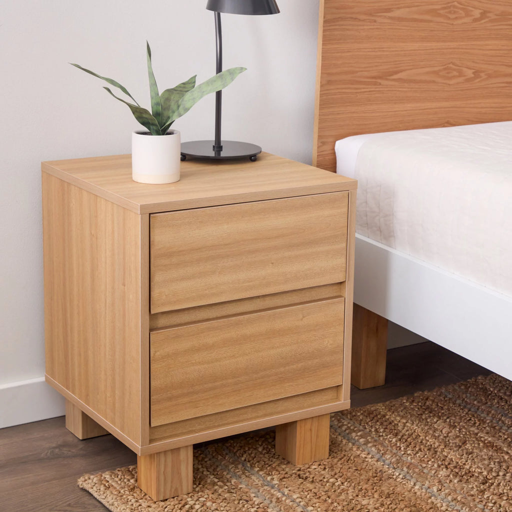 Modern Wood 2-Drawer Nightstand with Square Legs Z9257