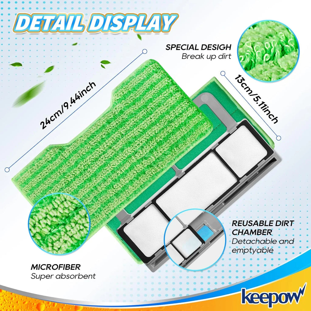 1+3+6 Pads Washable Vacuum Mop Pad Refills Q539063