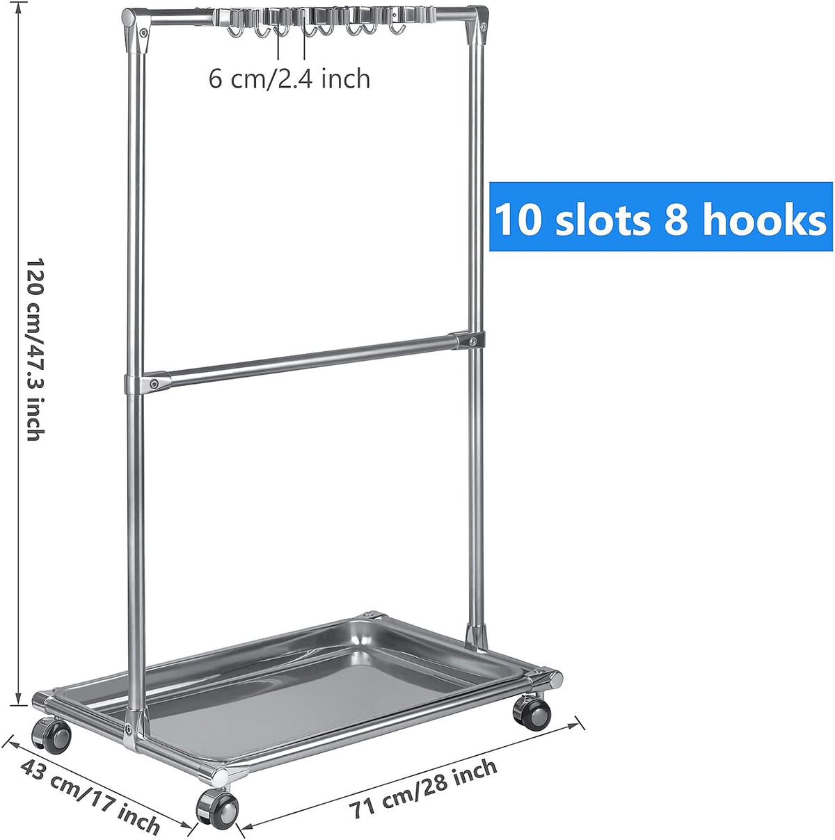 10 Racks 8 Hooks Floor Standing Cleaning Tool Storage Cabinet L78950
