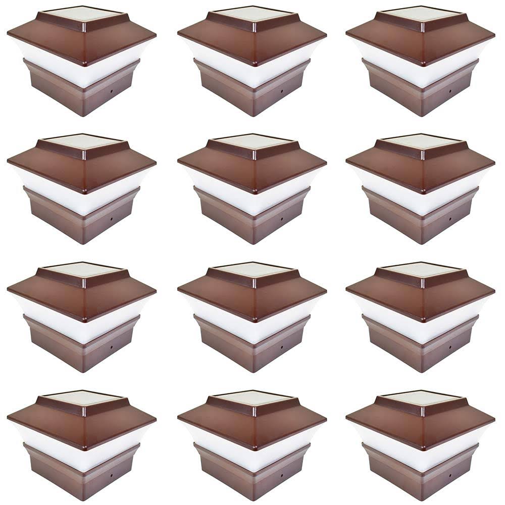 12 Pack Brown Solar LED Post Cap Light D434005