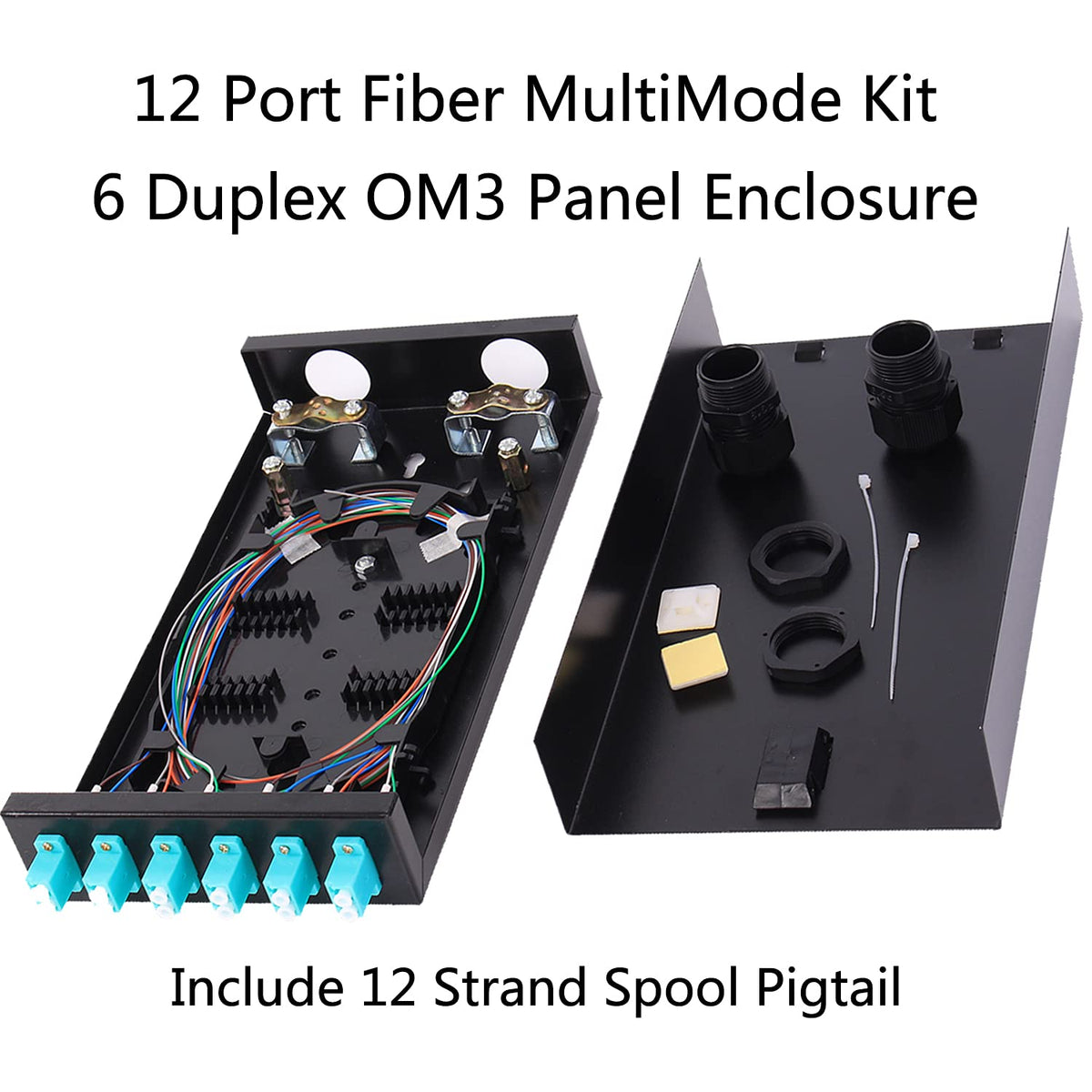 12 Port Wall Mount Fiber Enclosure with Spool OM3 Multimode LC-UPC Kit V85865