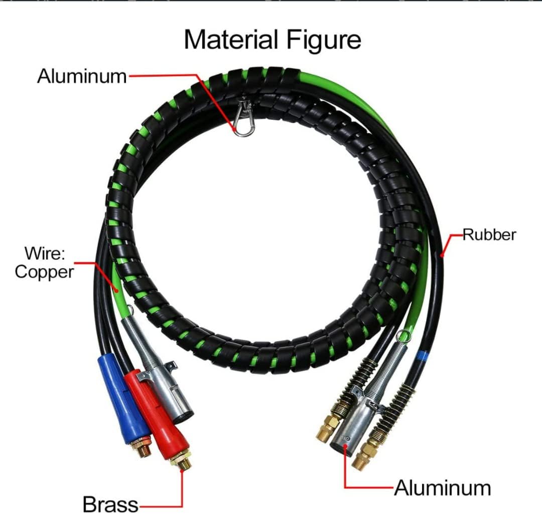 12 Ft 3-in-1 Air Power Line Hose Wrap Air Line Hose Assemblies for Semi Truck Tractor Trailer L3836