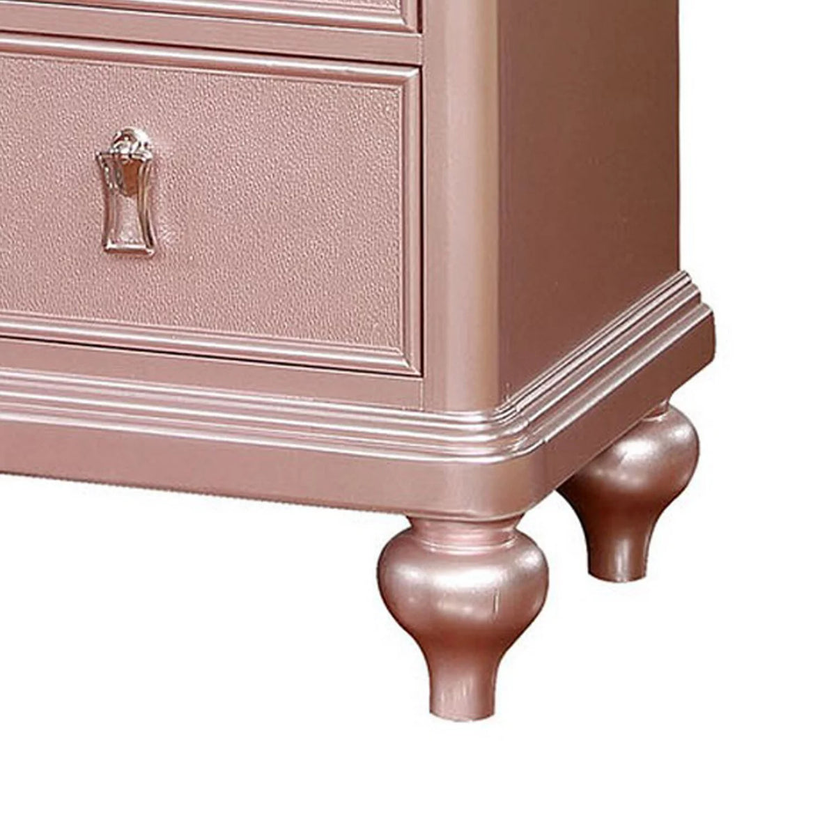 Pink 5 Drawer Solid Wood Chest with Mirror X38410