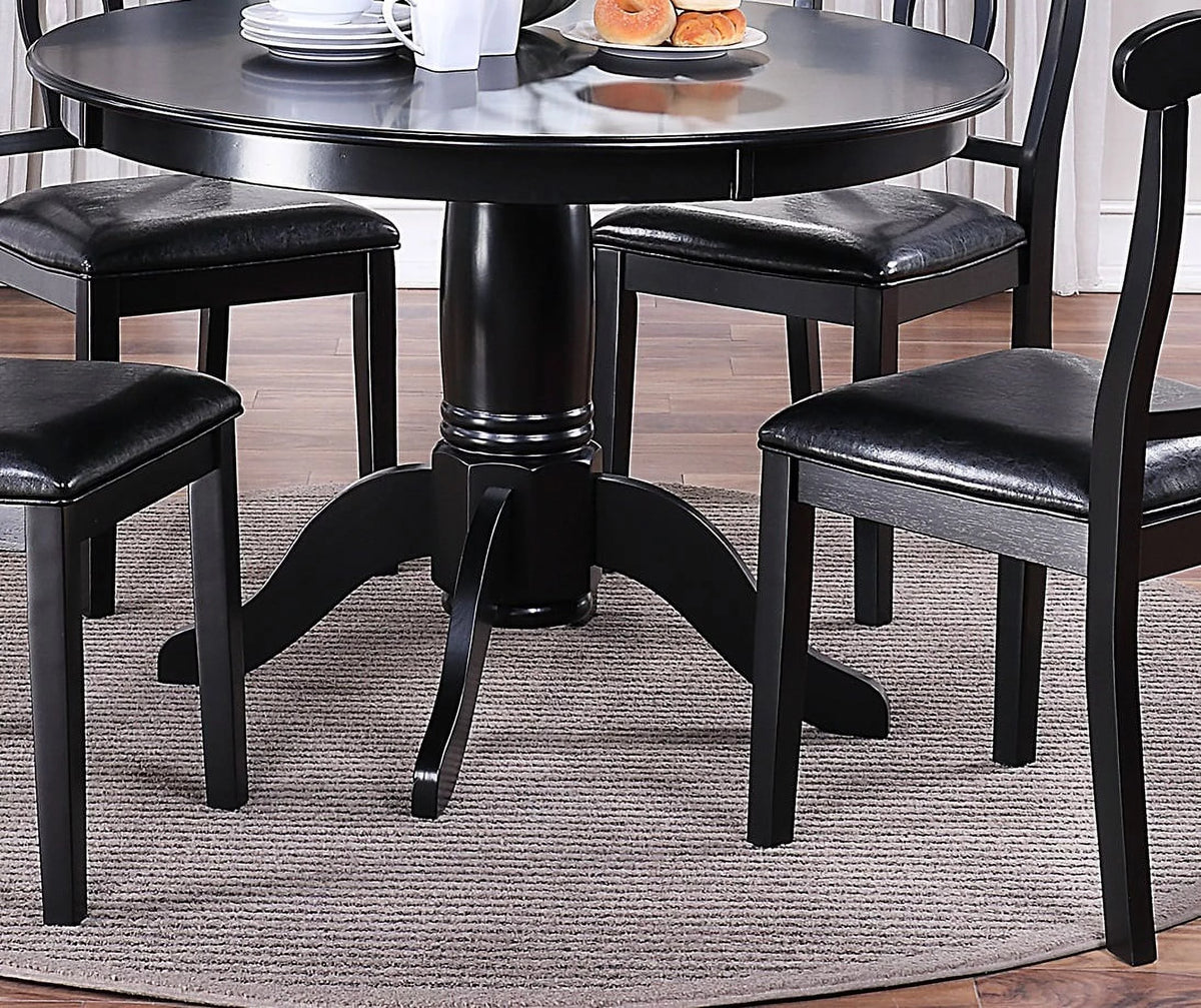 5pc Round Dining Table Set with 4 Fabric Upholstered Chairs V94036