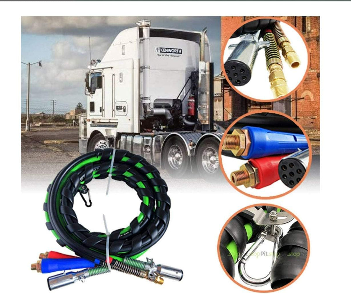 12 Ft 3-in-1 Air Power Line Hose Wrap Air Line Hose Assemblies for Semi Truck Tractor Trailer L3836