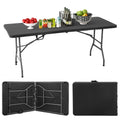 6ft Folding Plastic Table with Carrying Handle, Black F5698