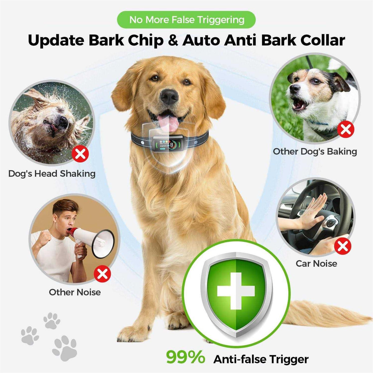 Rechargeable Anti-Bark Dog Collar with Flashing Light J18542