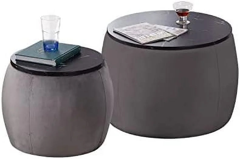 Set of 2 Nesting Round Ottoman with Lid W3647