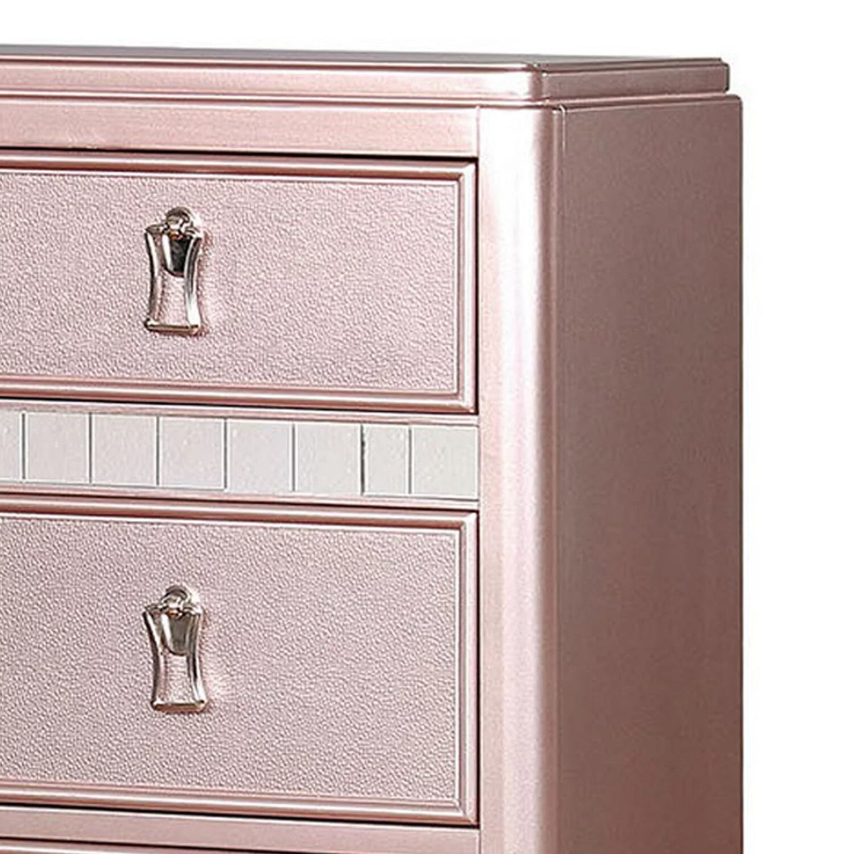 Pink 5 Drawer Solid Wood Chest with Mirror X38410