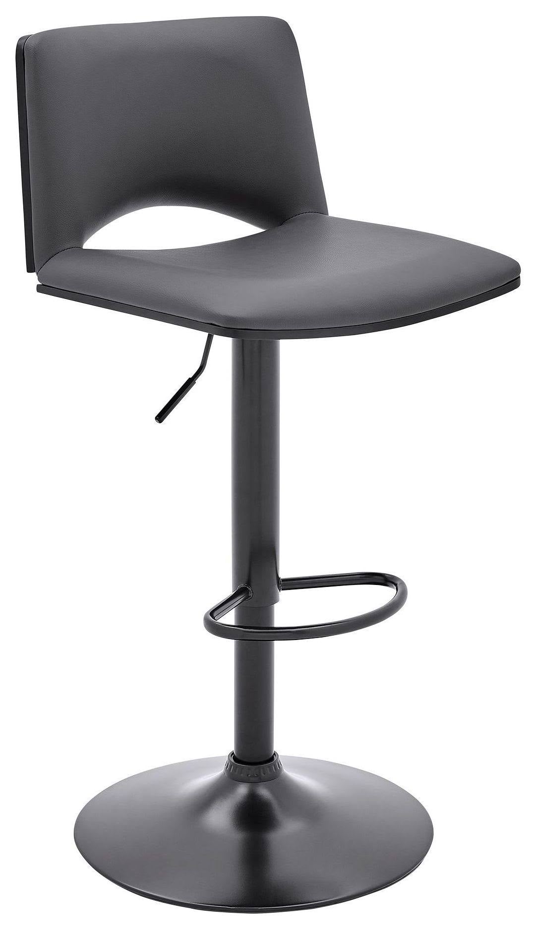 Gray Faux Leather and Black Metal Adjustable Swivel Bar Stool M147