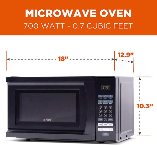 0.7 Cubic Feet Black Countertop Microwave L105358