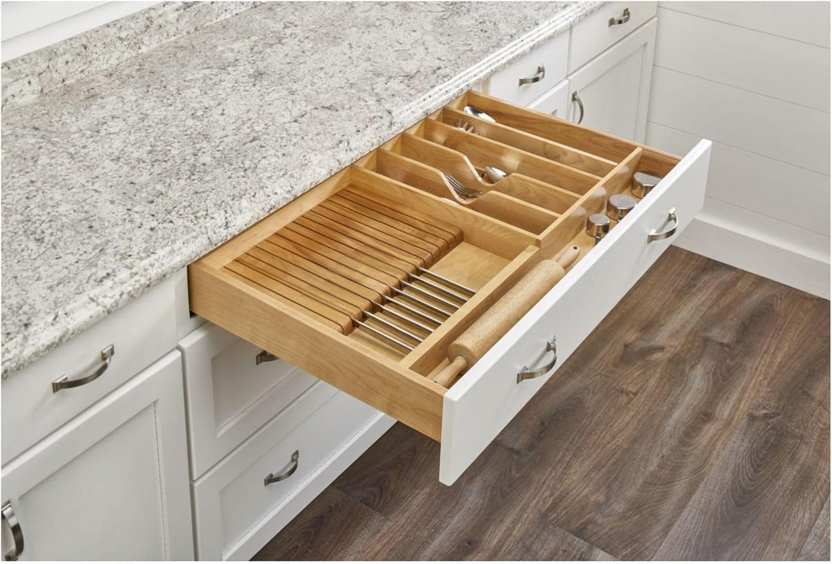Natural Maple Wood Knife Block Drawer Insert Organizer B7610