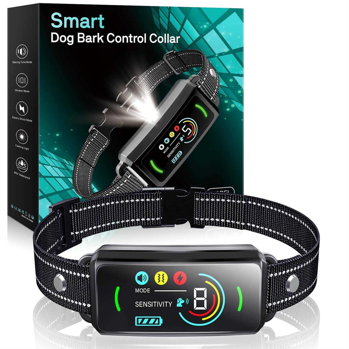 Rechargeable Anti-Bark Dog Collar with Flashing Light J18542