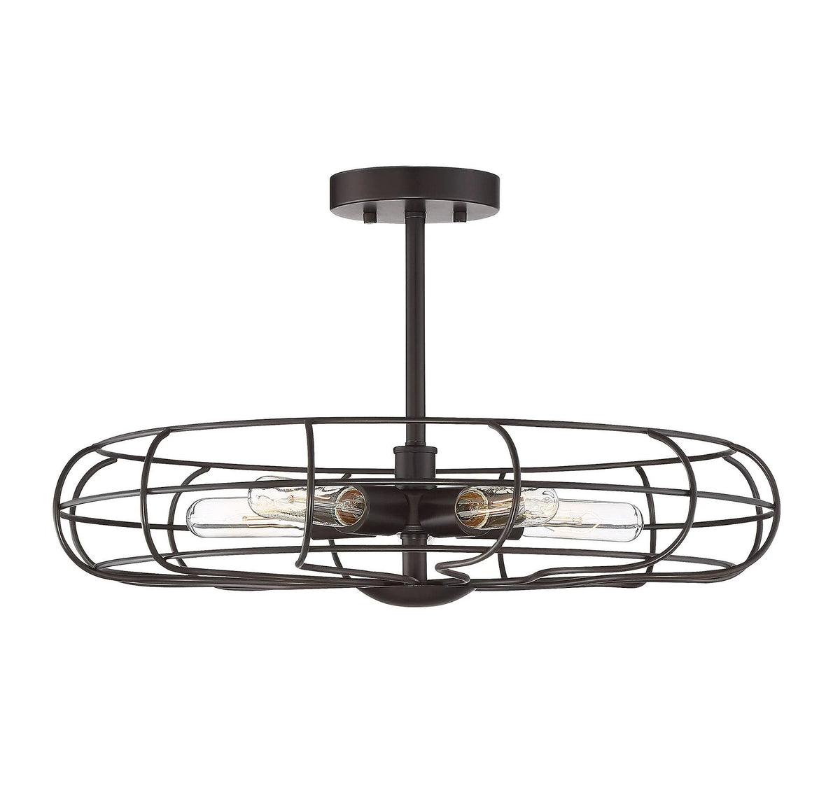 Industrial Vintage Metal Cage Semi-Flush, Bronze I167