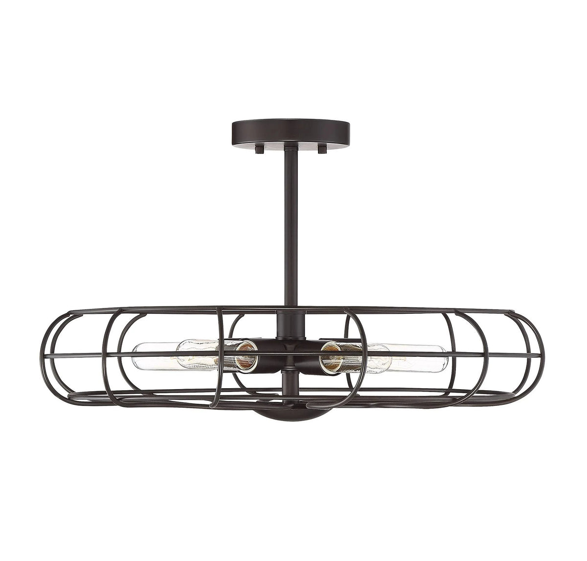 Industrial Vintage Metal Cage Semi-Flush, Bronze I167