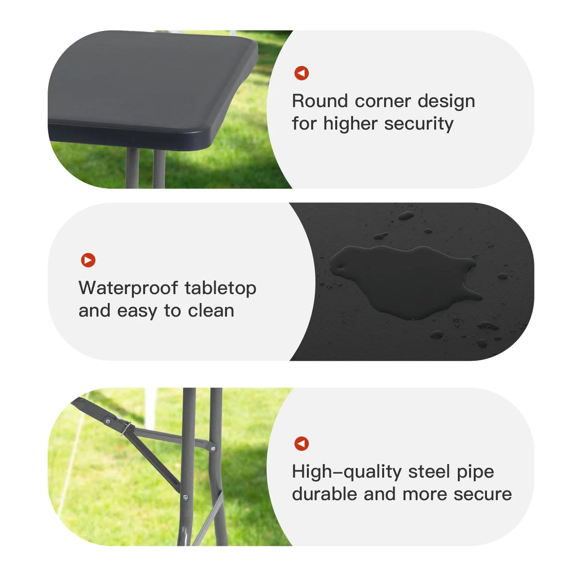 6ft Folding Plastic Table with Carrying Handle, Black F5698