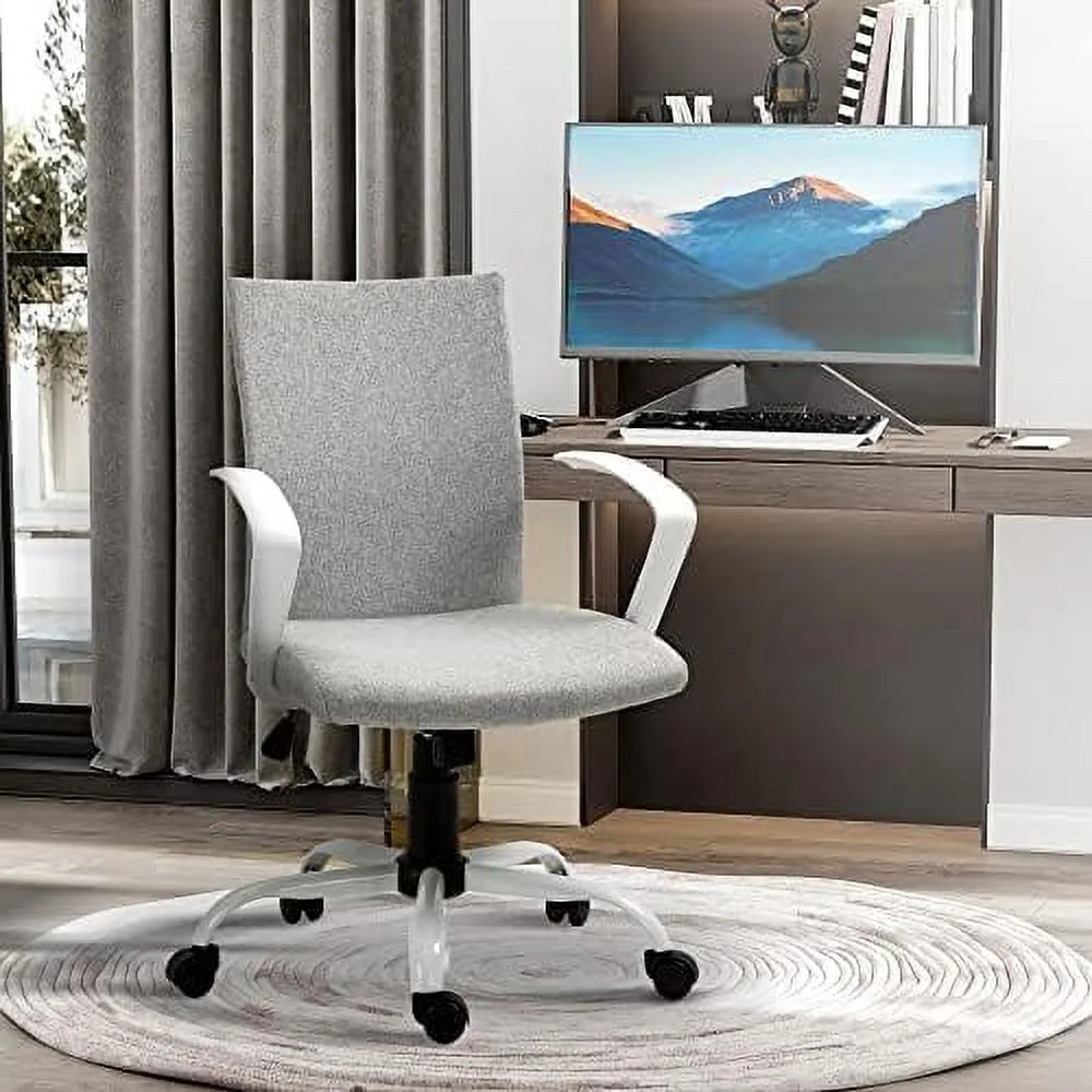 Light Grey White Office Chair with Adjustable Height N24120