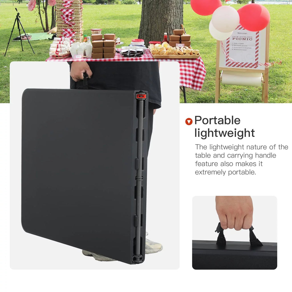 6ft Folding Plastic Table with Carrying Handle, Black F5698