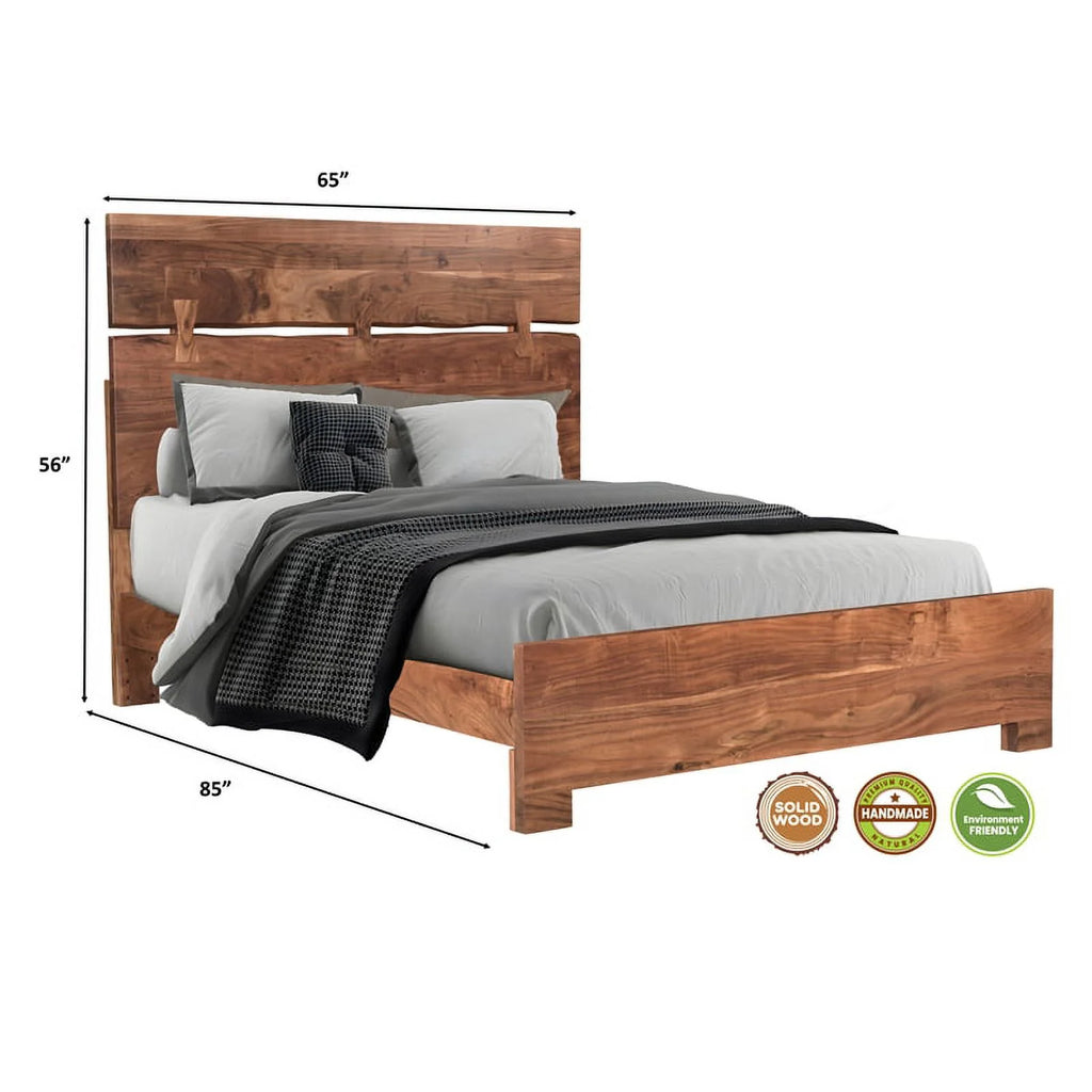 Solid Wood Queen Panel Bed A736