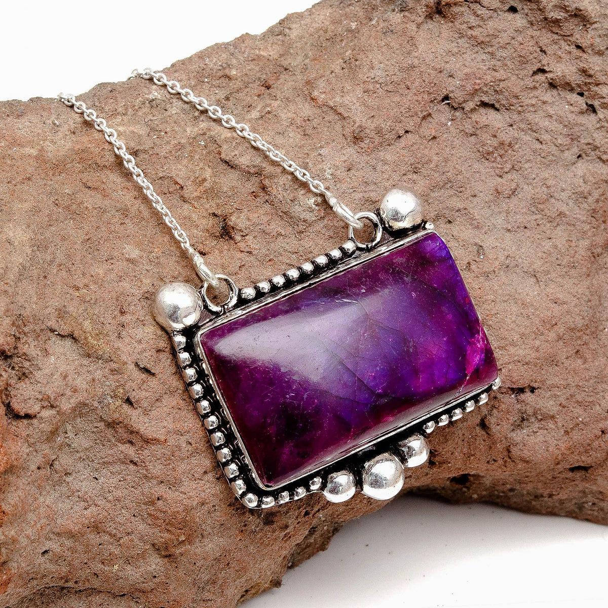 Pink Labradorite 925 Silver Necklace 20 in J83341