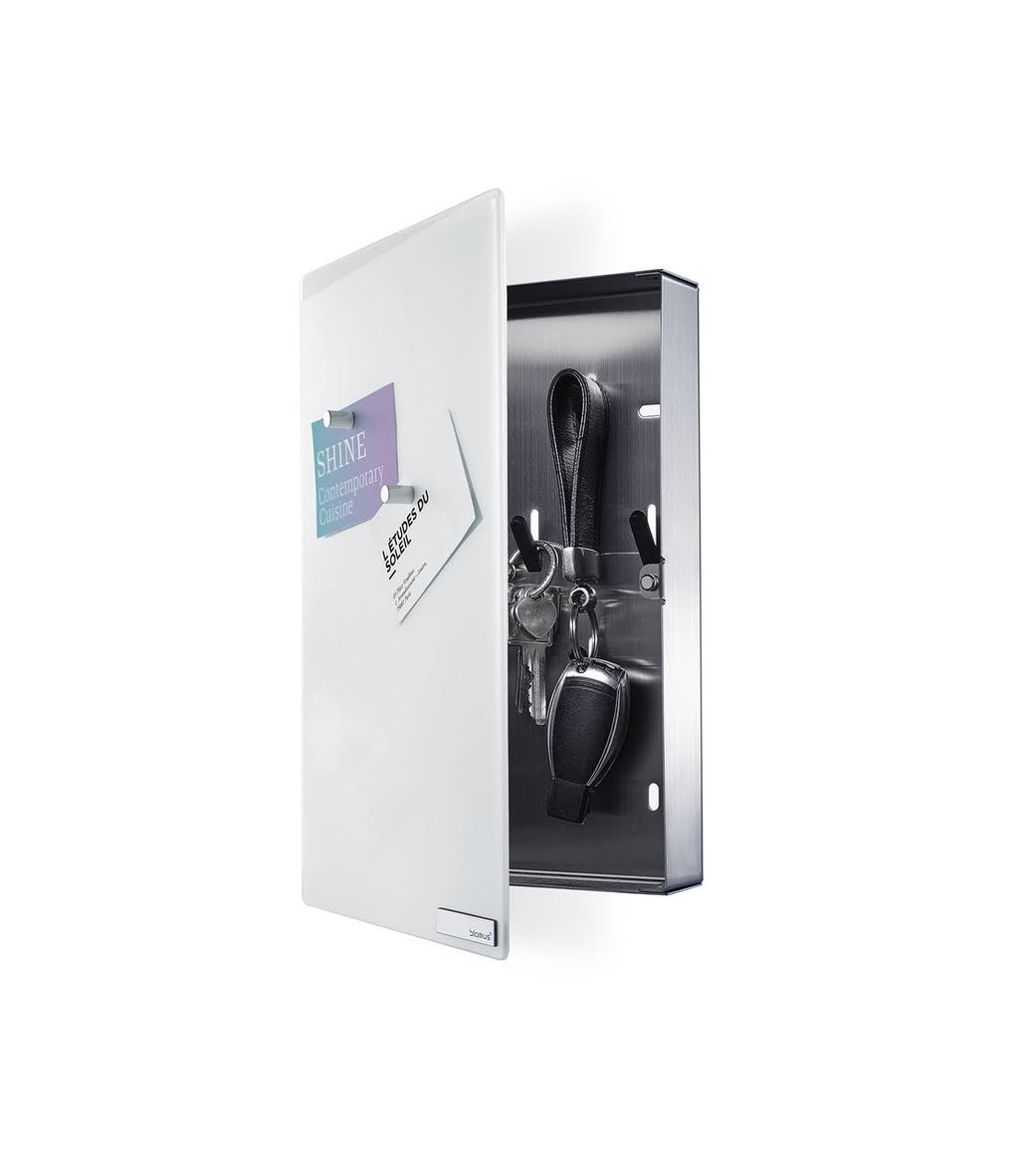 White Glass Magnet Board with Hook Organizer I832
