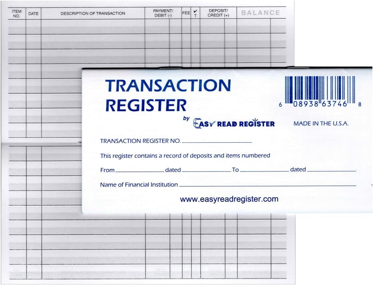 Checkbook Registers Ledger Transaction Log E676
