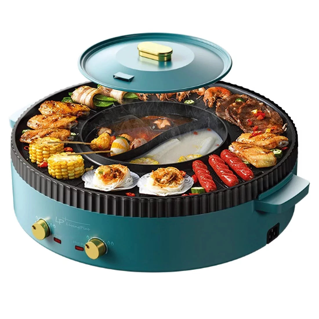 2 in 1 Non-Stick Electric Grill and Hot Pot C8204