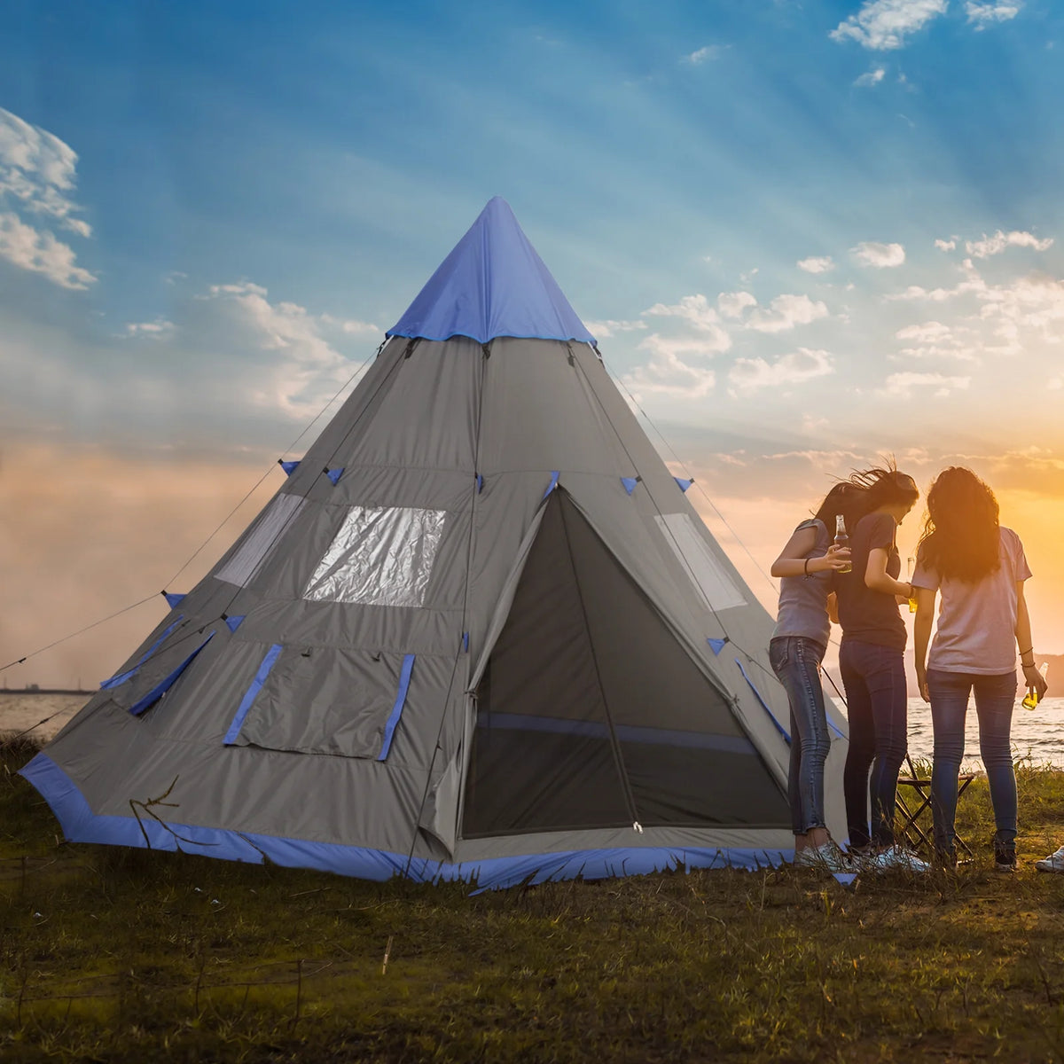 12Ft 4 Season Camping Tent with 8 Mesh Windows C476