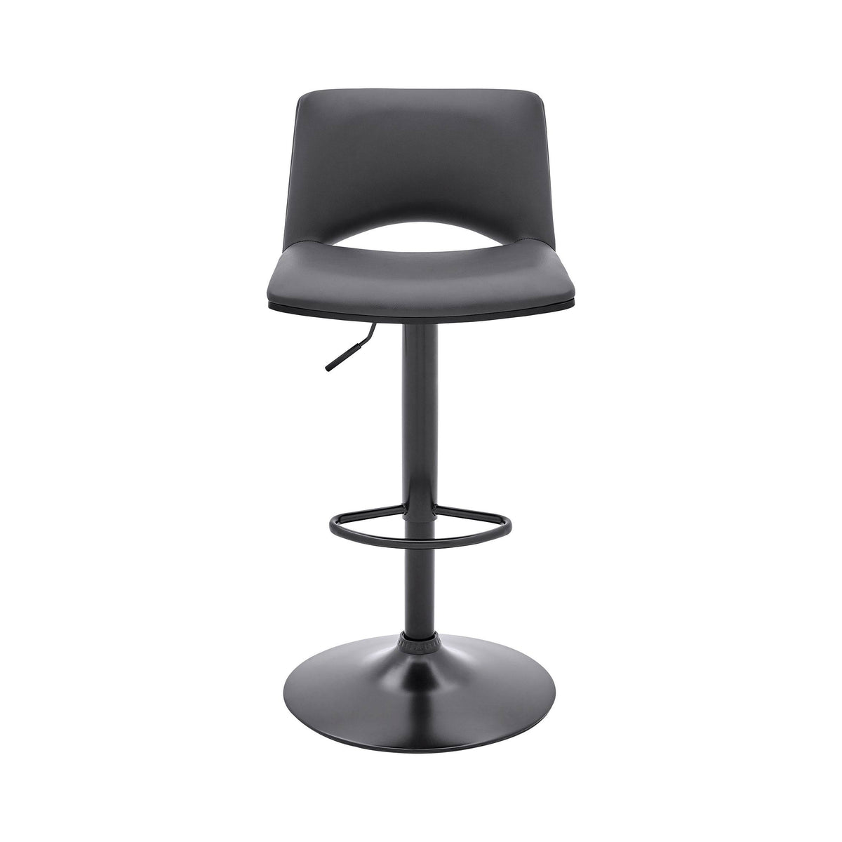 Gray Faux Leather and Black Metal Adjustable Swivel Bar Stool M147