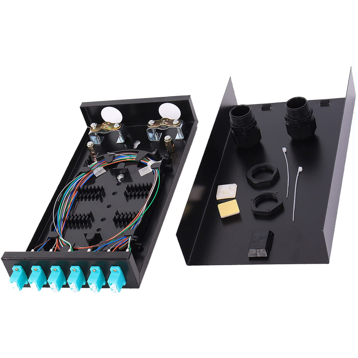 12 Port Wall Mount Fiber Enclosure with Spool OM3 Multimode LC-UPC Kit V85865