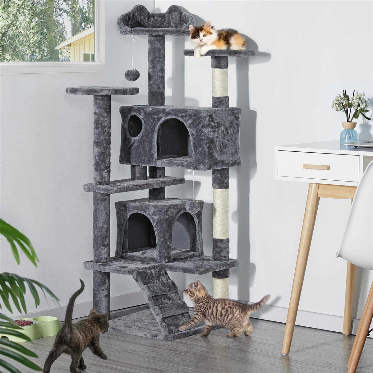 54in Cat Tree Tower Condo Furniture Scratch Post H36791