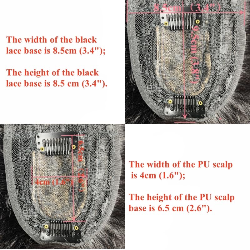 100% Human Hair Clip in Hairpieces with 3D Air Bangs Straight Hair Mid Part Wiglets (1B) Y50166