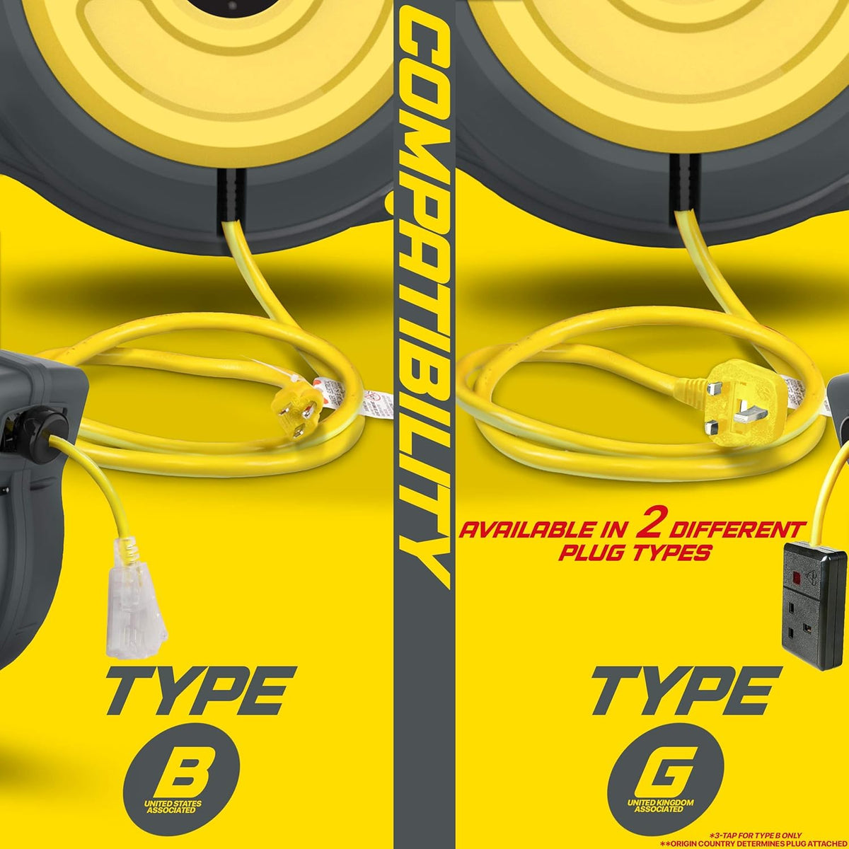 12AWG x 50' Foot Retractable Extension Cord Reel X88358