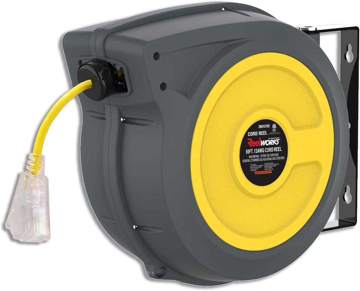 12AWG x 50' Foot Retractable Extension Cord Reel X88358