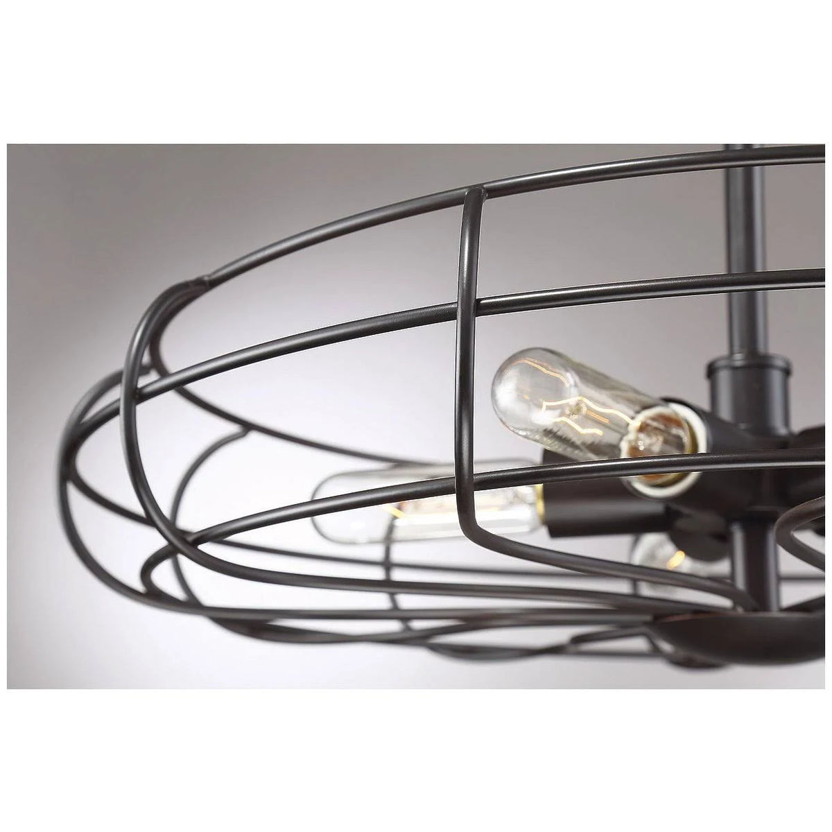 Industrial Vintage Metal Cage Semi-Flush, Bronze I167