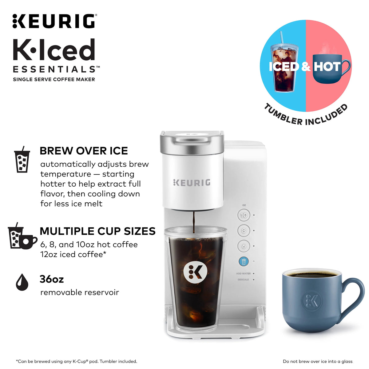 White Iced and Hot Single-Serve Coffee Maker O56255