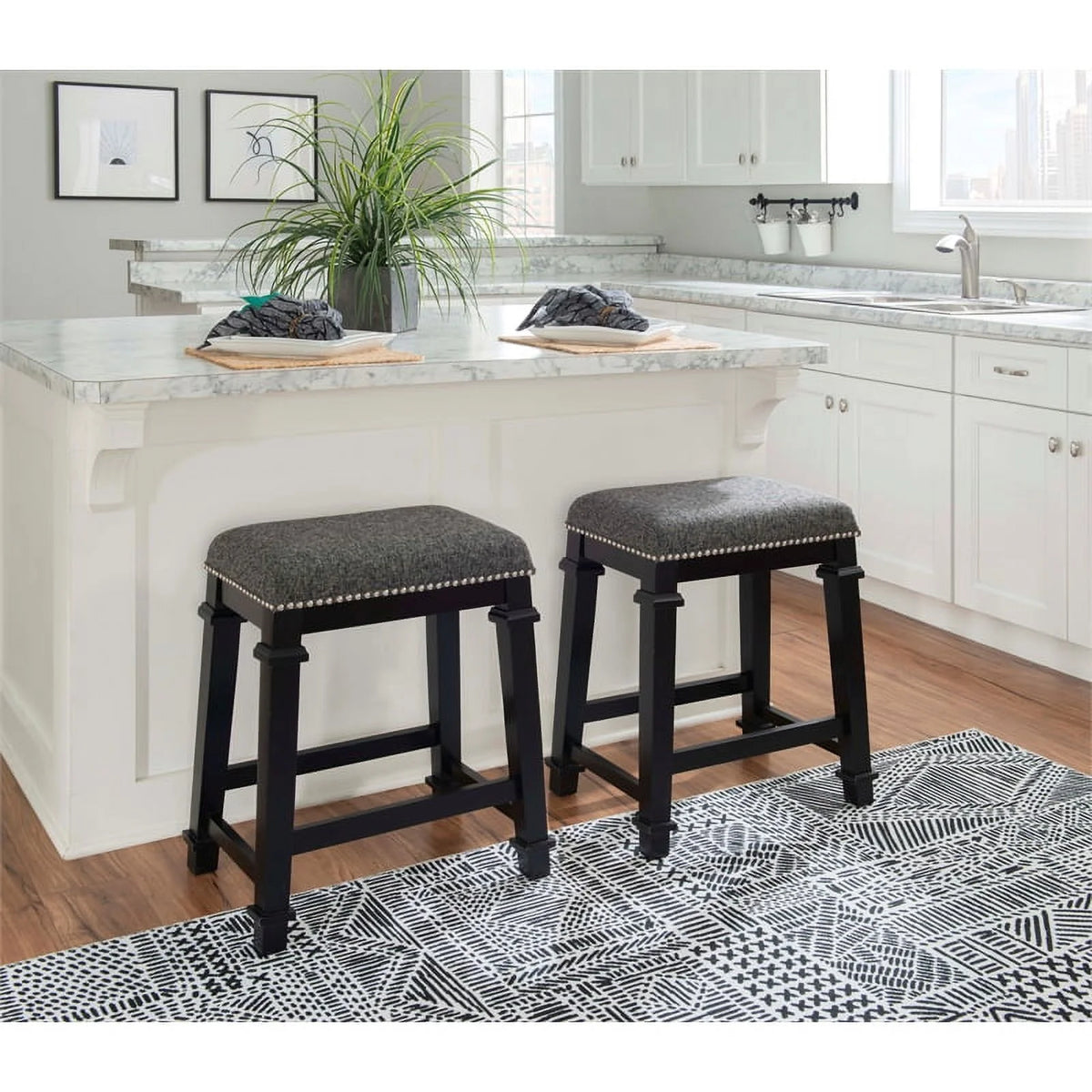 Black Wood Backless Counter Stool P392