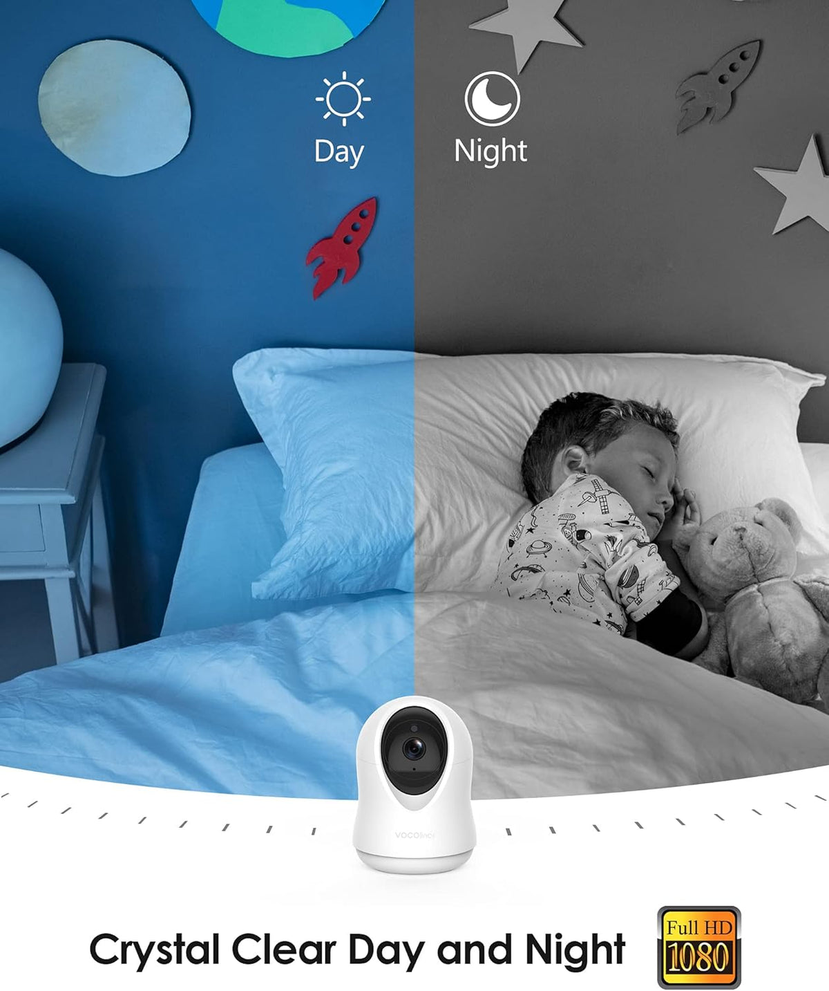 1080P Indoor Pan/Tilt Security Camera with Night Vision and 2-Way Audio J574563