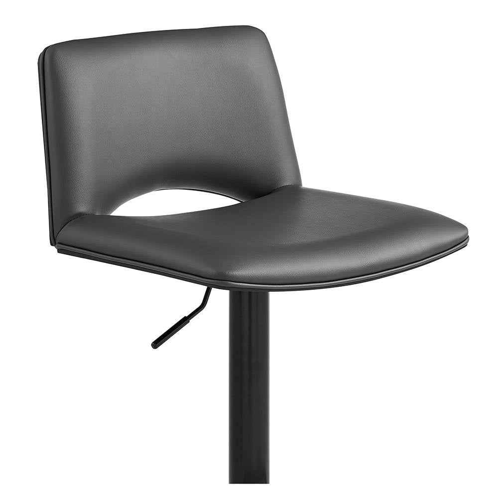 Gray Faux Leather and Black Metal Adjustable Swivel Bar Stool M147