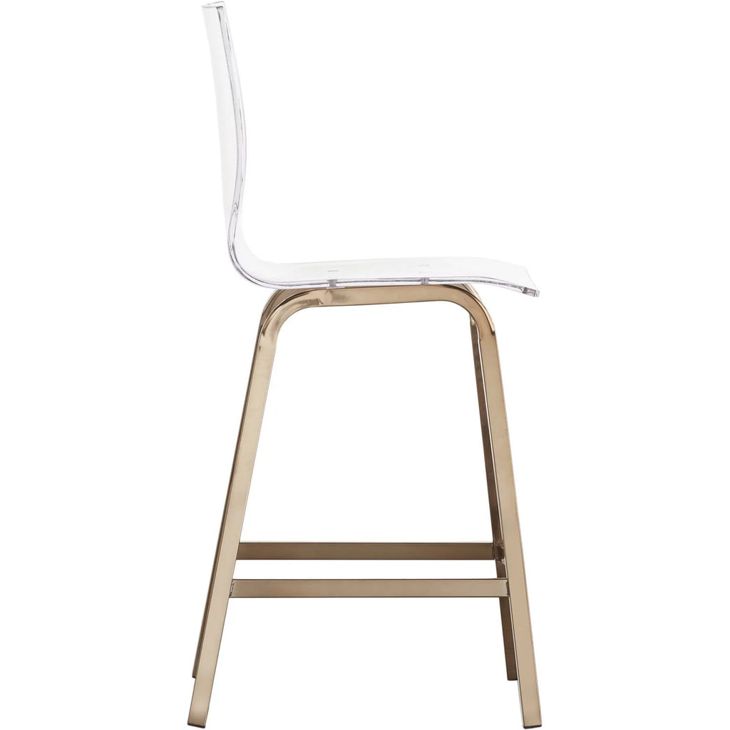 Acrylic and Champagne Gold Swivel Counter Height Stool Set of Two D857