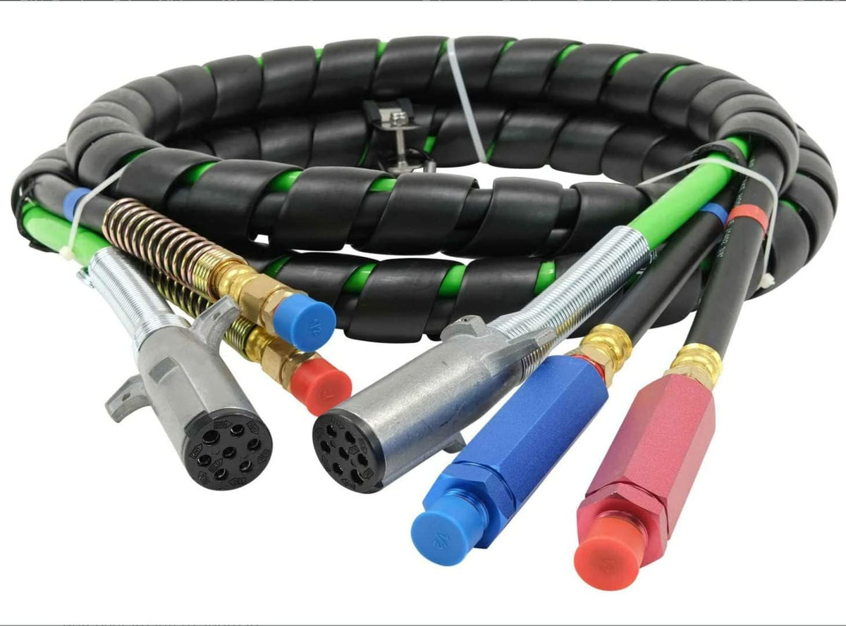 12 Ft 3-in-1 Air Power Line Hose Wrap Air Line Hose Assemblies for Semi Truck Tractor Trailer L3836