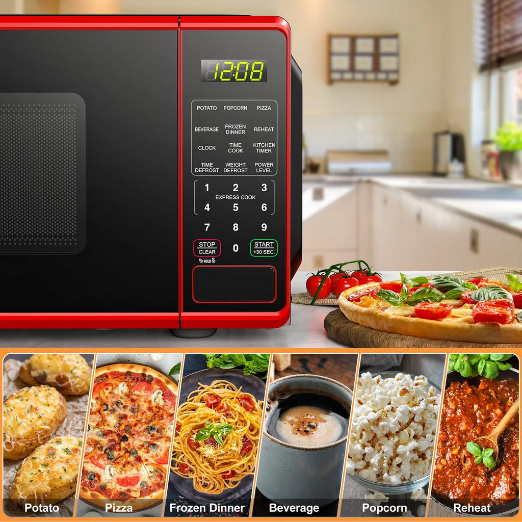 0.7 cu. ft. 700 Watts Red Countertop Microwave Oven A8474