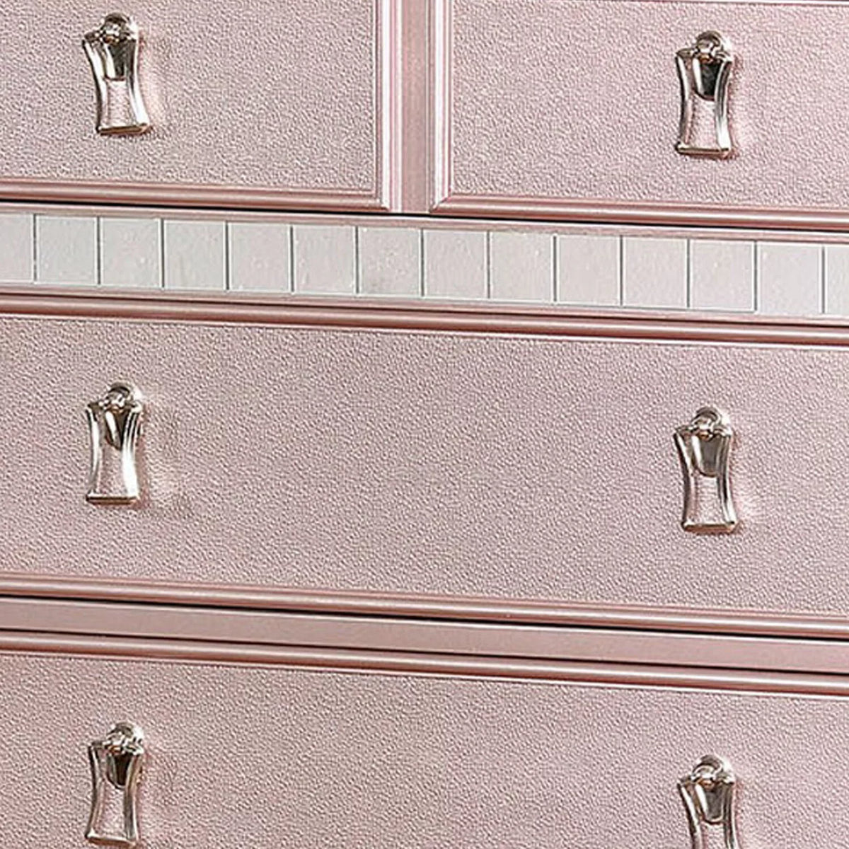 Pink 5 Drawer Solid Wood Chest with Mirror X38410
