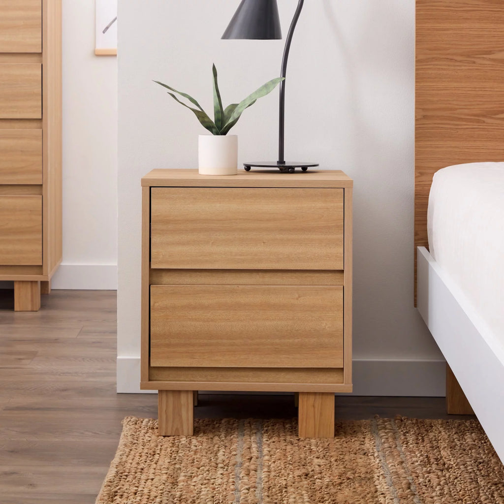 Modern Wood 2-Drawer Nightstand with Square Legs Z9257