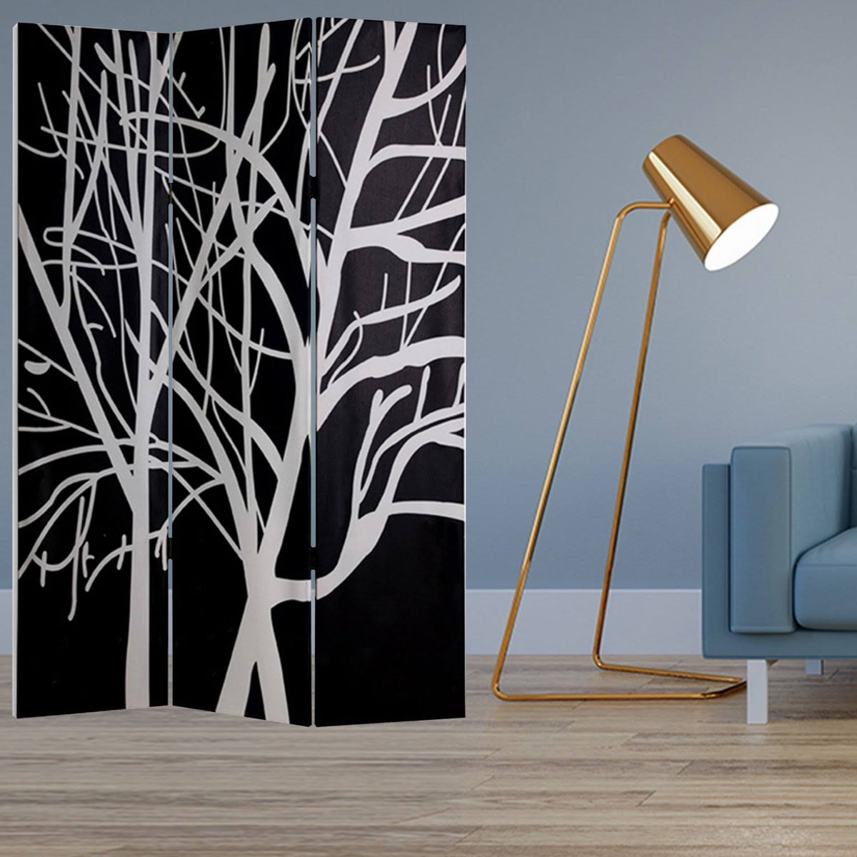 Multi Color Wood Canvas Screen V336541