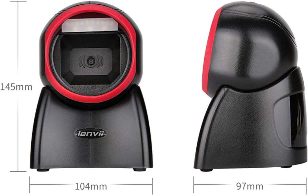 2D Barcode Scanner Desktop USB Wired Omni-Directional Hands-Free Automatic Barcode Reader Support 1D and QR-Code for Screen Scanning POS System I753484