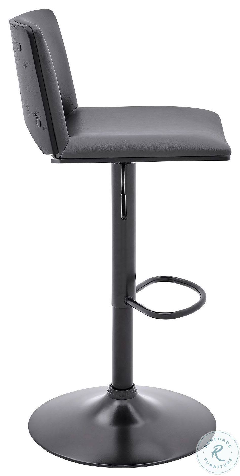 Gray Faux Leather and Black Metal Adjustable Swivel Bar Stool M147